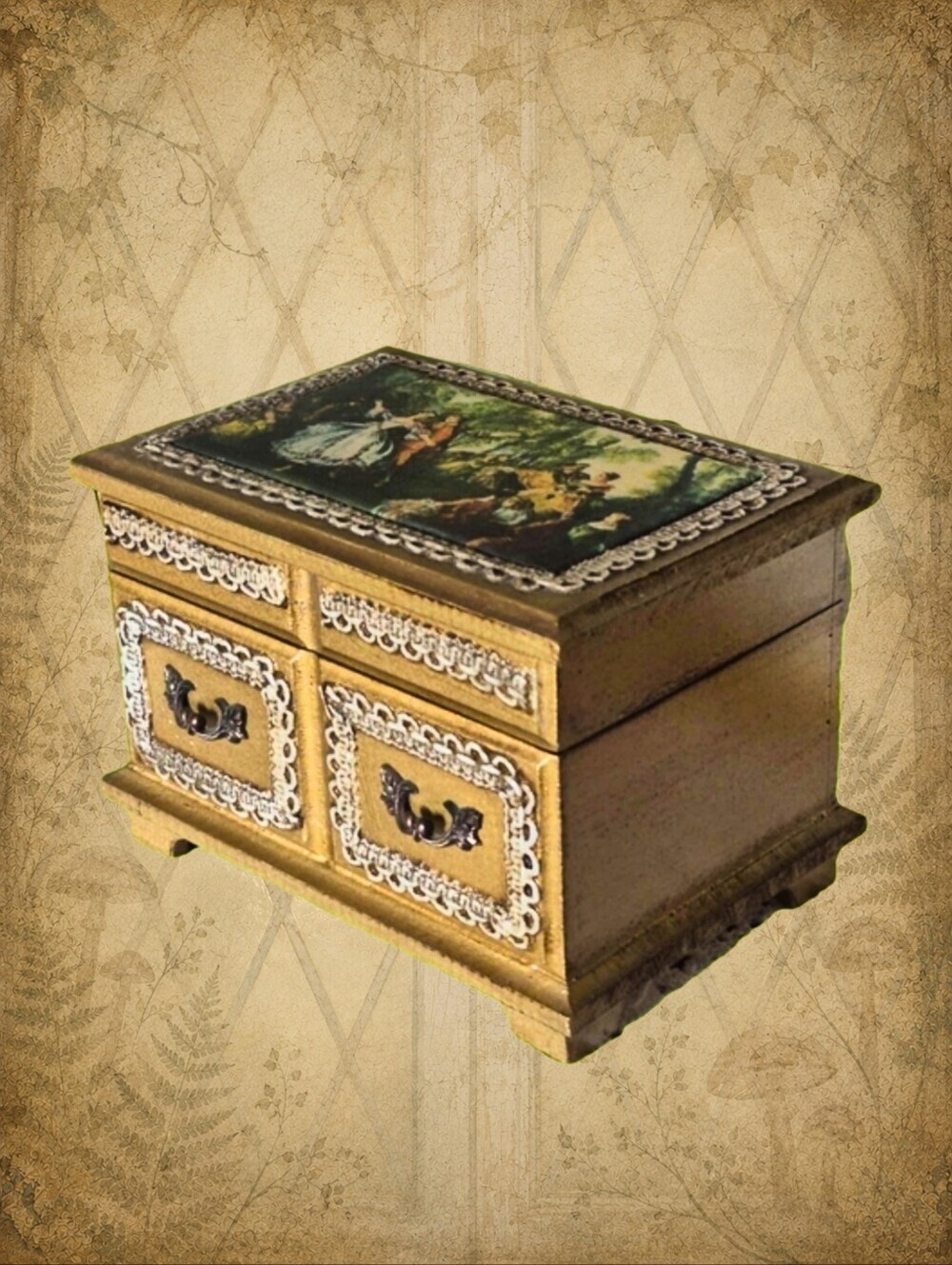 Fairy Gather Rings Collection 🍄 Vintage Musical Gold Jewelry Box
